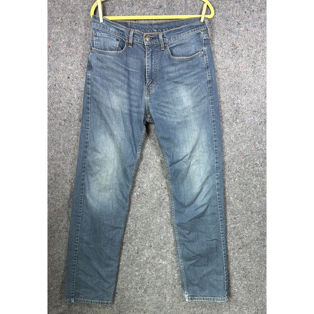 Levi's 505 Regular Fit Jeans Mens 34x33 Blue Straight Leg Denim Distressed